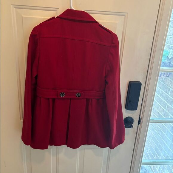 Green with Envy Red Double-Breasted Pea Coat - Picture 5 of 5